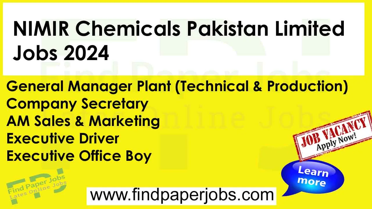 NIMIR Chemicals Pakistan Limited Jobs 2024