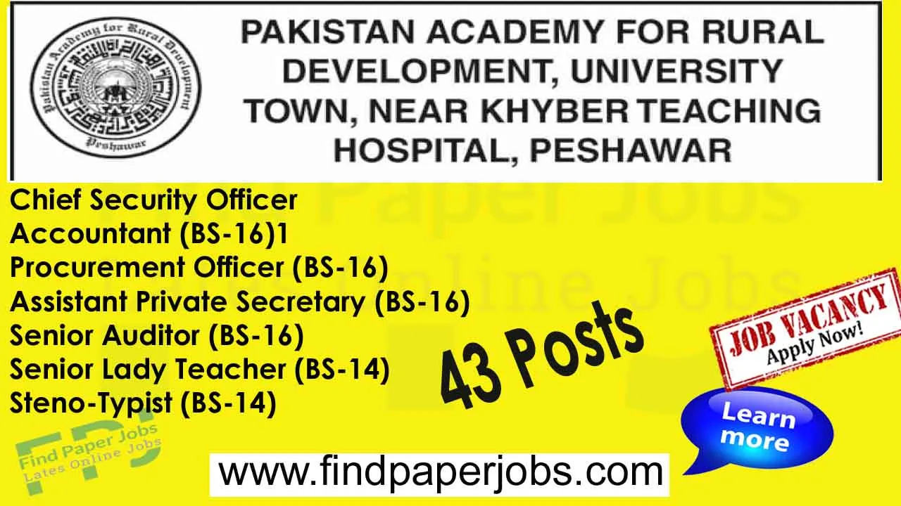 Pakistan Academy for Rural Development Jobs 2024